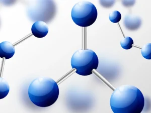 3D blue ball-and-stick molecular model