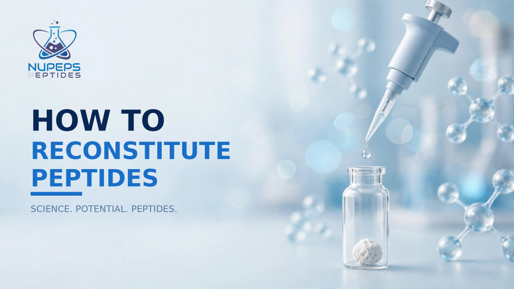 How to reconstitute lyophilized research peptides - micropipette and vial lab guide